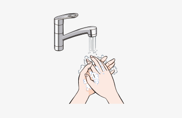 点眼の前には手をせっけんでよく洗ってください。